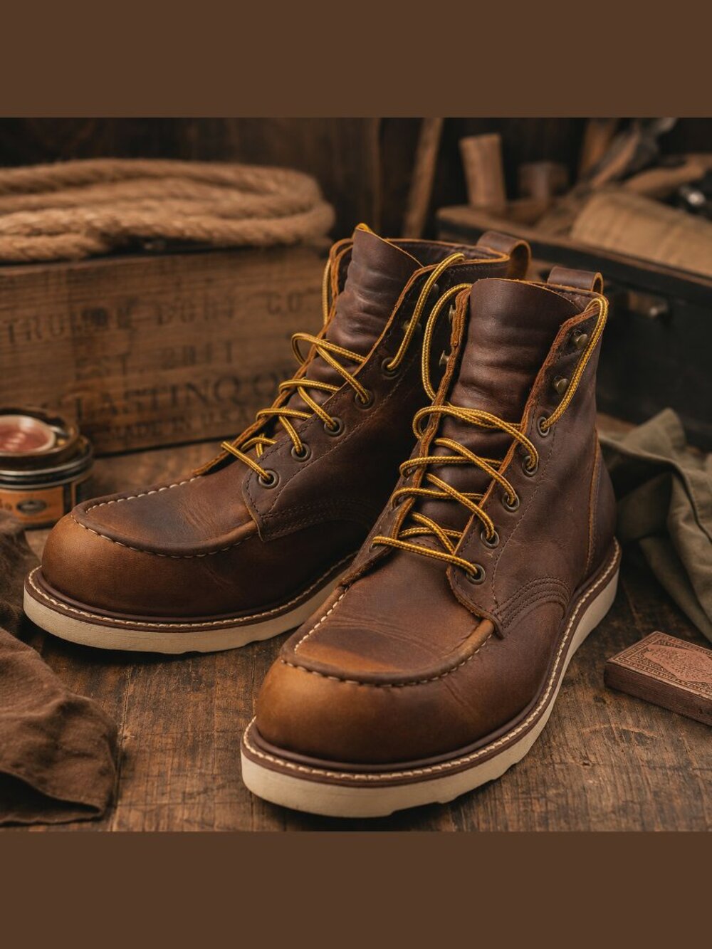 Truman Boot Co Tobacco Snakebite Moc Toe Boots 9D Work Last